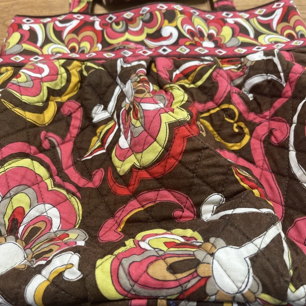Vera‎ Bradley Morgan Puccini Tote Bag Purse Hobo Brown Paisley Floral W / Wallet - Picture 3 of 14